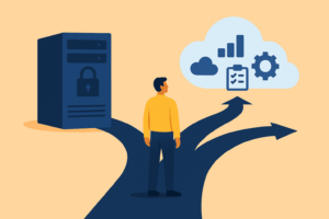 Decisión entre ERP local y ERP en la nube ilustración