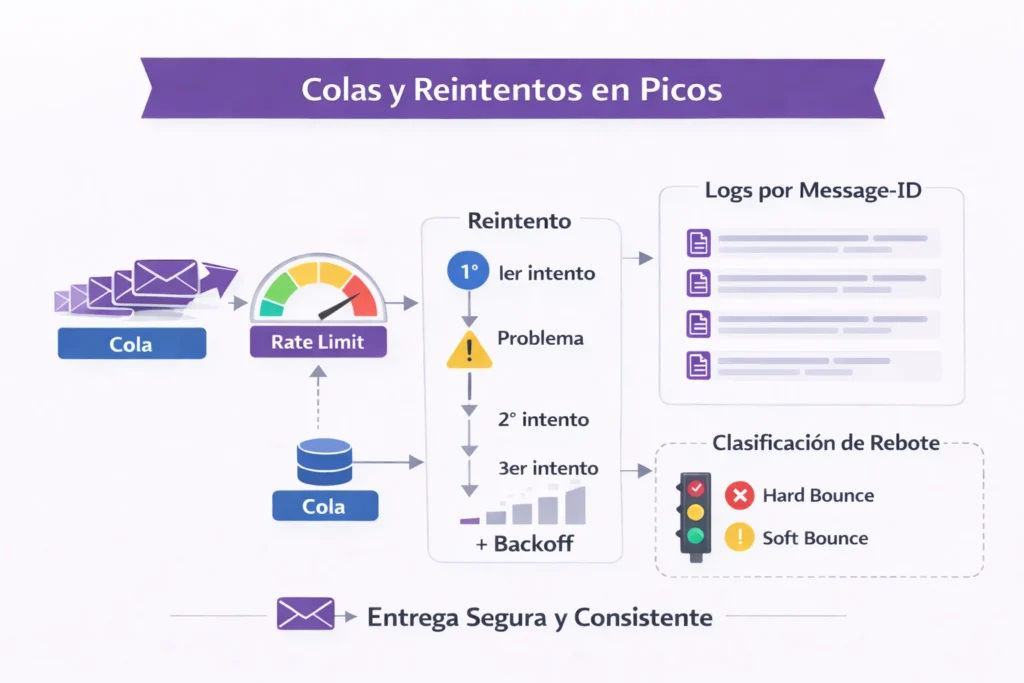 colas y reintentos controlados para correo en Aspel