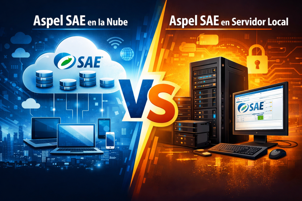 qué diferencias hay entre usar aspel sae en la nube y usarlo en servidor local
