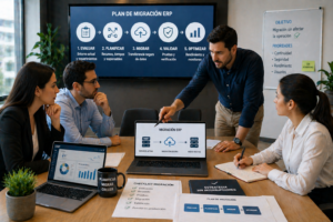 equipo planificando migracion ERP sistema empresa tecnologia organizacion