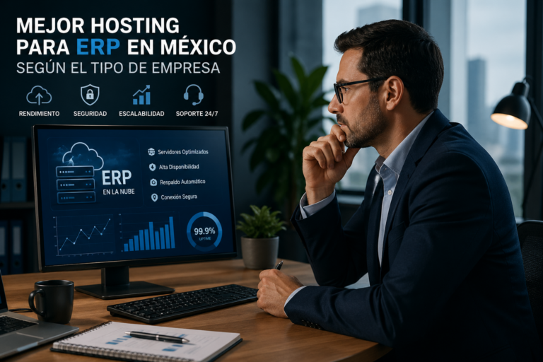 empresario evaluando hosting para ERP mexico decision infraestructura digital
