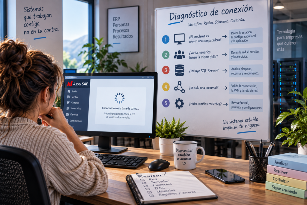 Elementos que deben revisarse cuando Aspel SAE pierde conexión