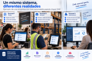 Ejemplo de una empresa con tres sucursales usando Aspel SAE
