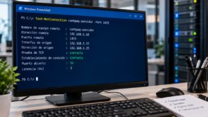 Prueba de conectividad TCP entre una computadora y un servidor