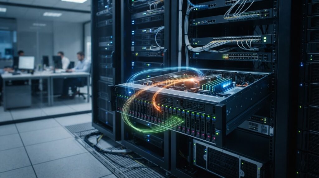 Servidor empresarial con RAM procesador y almacenamiento para un ERP