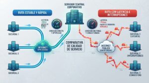 Latencia y estabilidad de conexión entre sucursales y servidor ERP