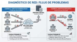 Diagnóstico de lentitud de CONTPAQi entre varias sucursales