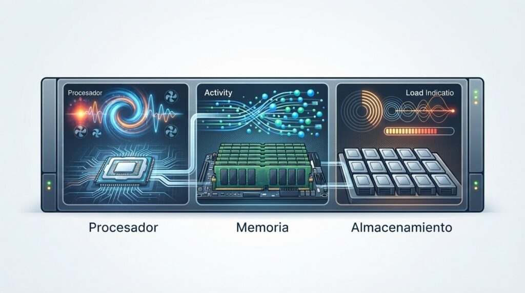 CPU memoria y almacenamiento durante una operación lenta